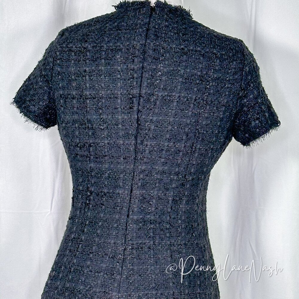 NWT Zara Structured Tweed Frayed Mini Dress Black - Picture 12 of 14